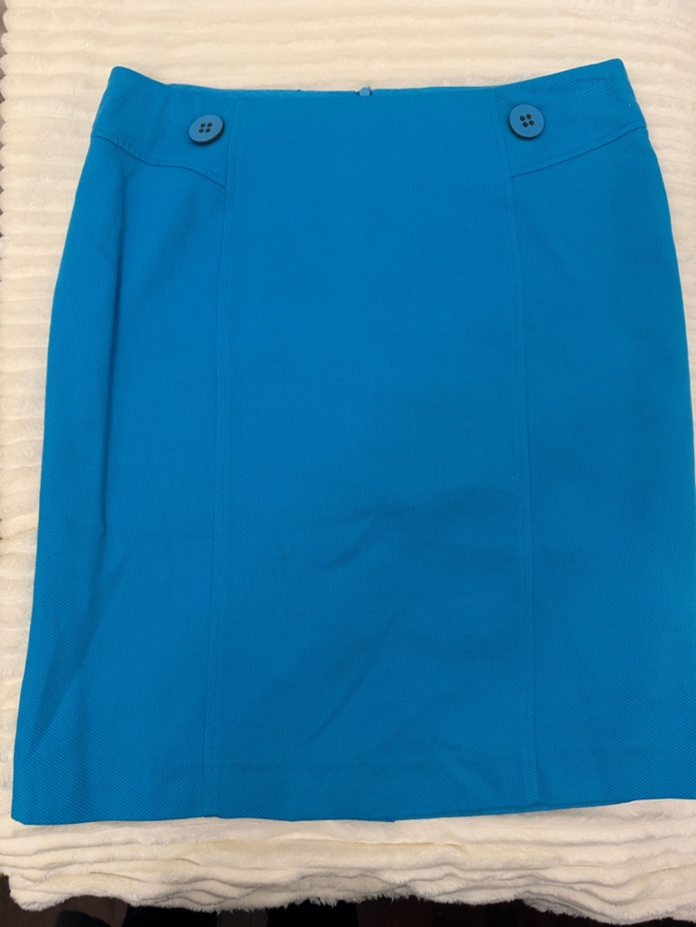 Bright Blue Button-Accent Pencil Skirt